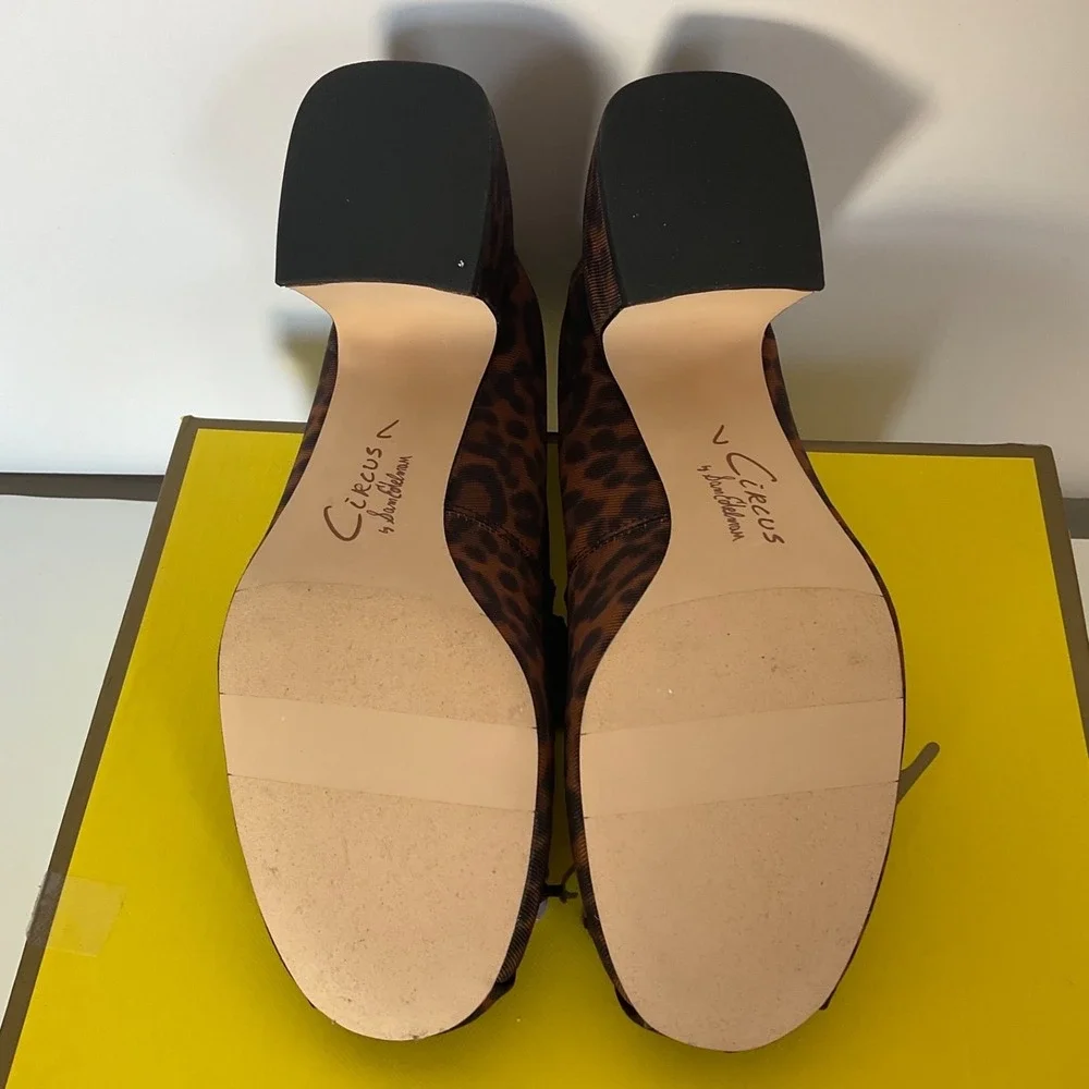 Circus NY by Sam Edelman Della Strappy Chunky Block Heel Natural Leopard Sz 7 - Picture 4 of 12